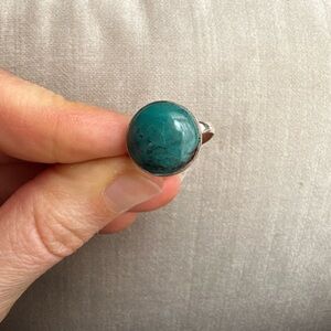 Teal Natural Turquoise Sterling Silver Ring - Women's Jewelry